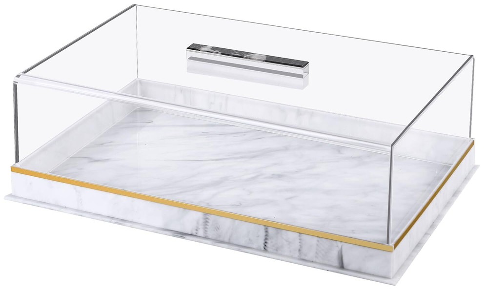 Acrylic Rectangular Cake Tray 15"x9"x4.7"cake Stand Plate With Clear Cover Lid M