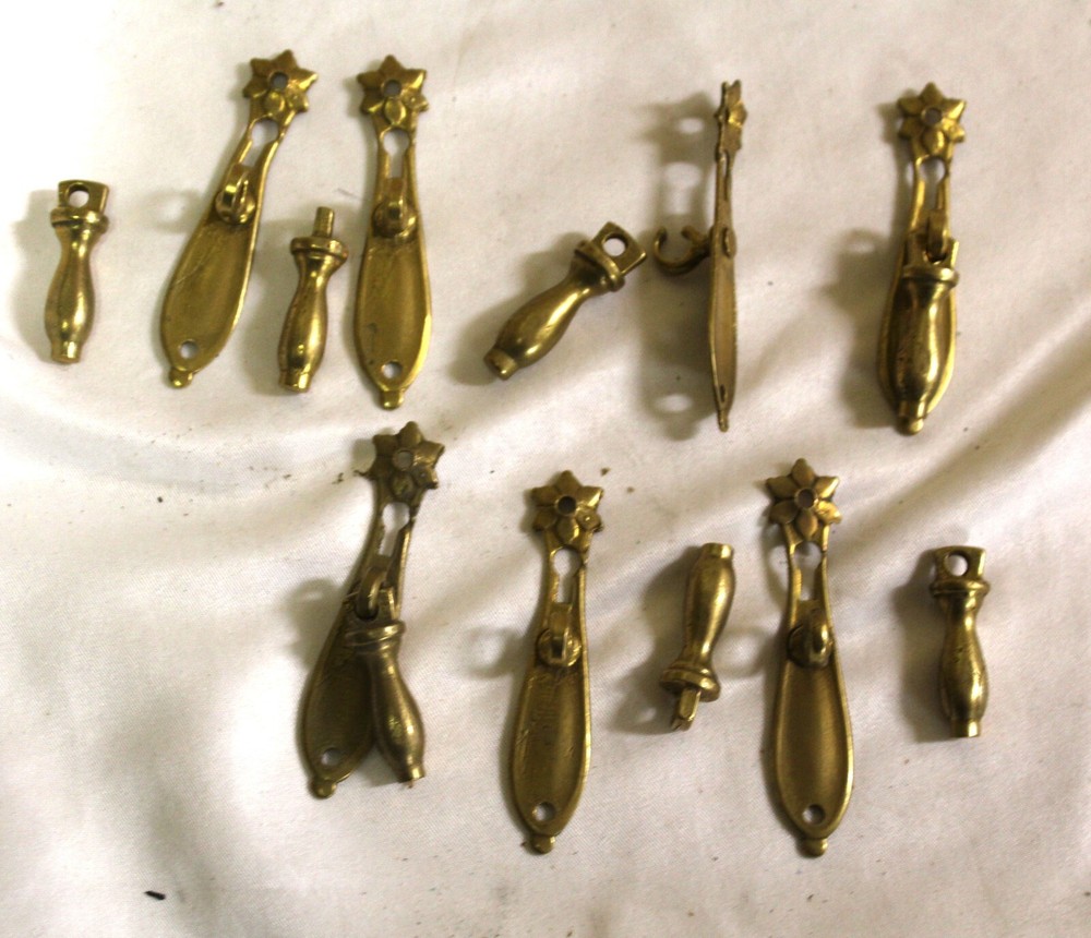 Solid Brass Key Hole and Pulls . Small Cabinets , Box,s , Set of 7 here