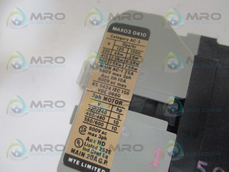 MTE MAXO3 CONTACTOR 115V NSNP