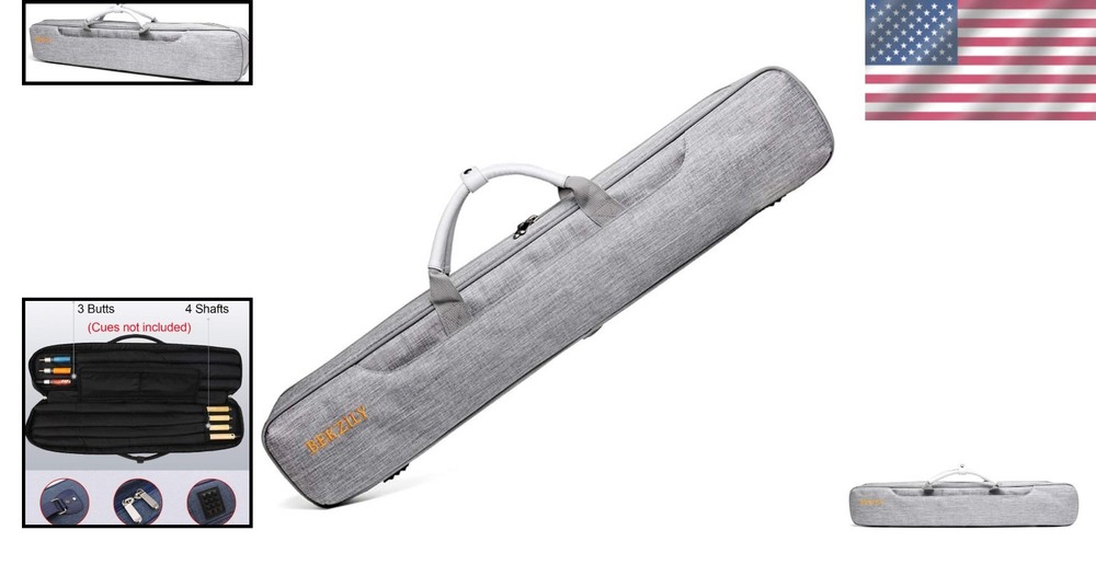 Soft Pool Cue Case – 3 Butt 4 Shaft Organizer with Adjustable Strap