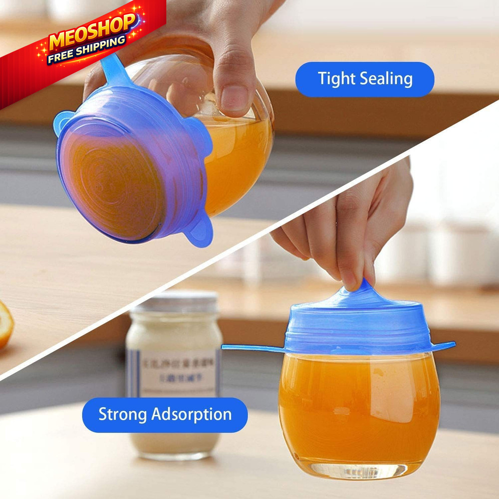 JIGUOOR Silicone Stretch Lids, 6 Pack Reusable ['White']