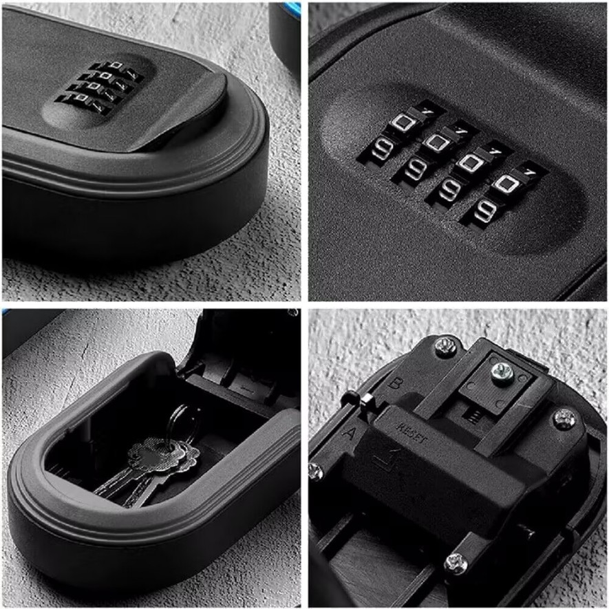 Black 4-digit Combination Password ABS Plastic Key Box Keys Storage Key Safe