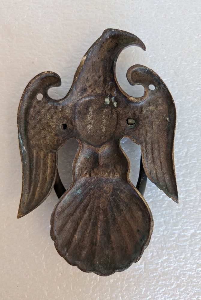 SOLID BRASS FAN TAIL EAGLE DOOR KNOCKER 7 x 4.5 Inches