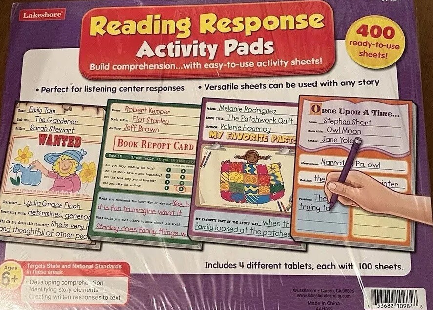 Lakeshore Reading Response Activity Pads, Ages 6+, New