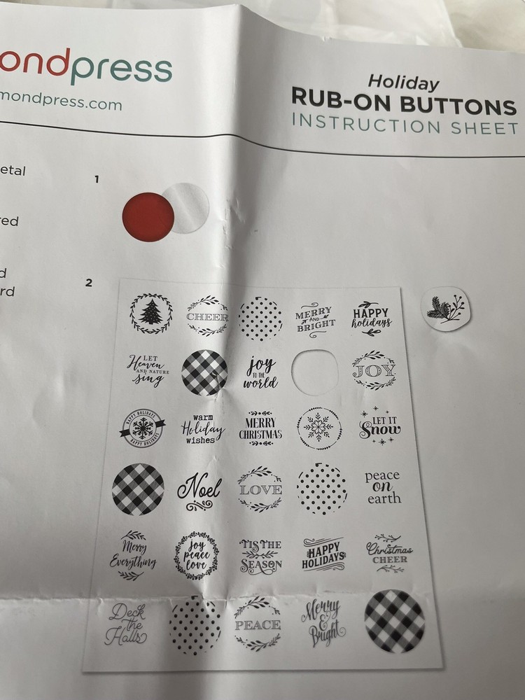 Diamond Press Rub-On Button Kit Holiday