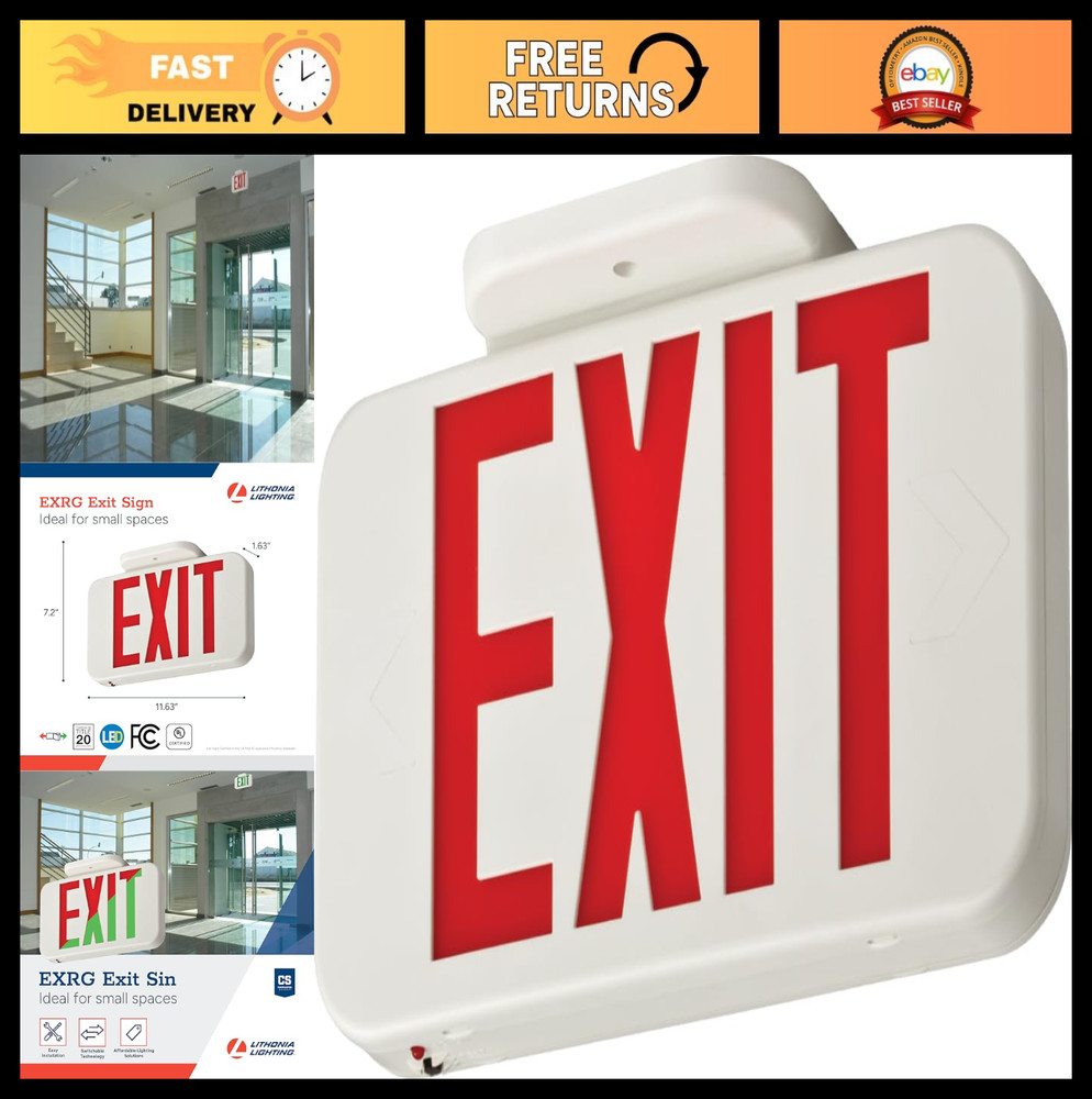 LED Exit Sign - Single-Sided, Switchable Red/Green, Ni-MH Backup Battery, Extra