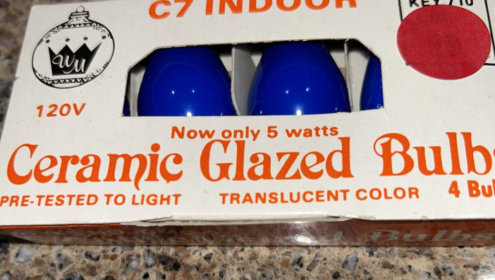 Vtg C7 Indoor Glazed Ceramic Replacement Bulbs Blue  4 Bulbs