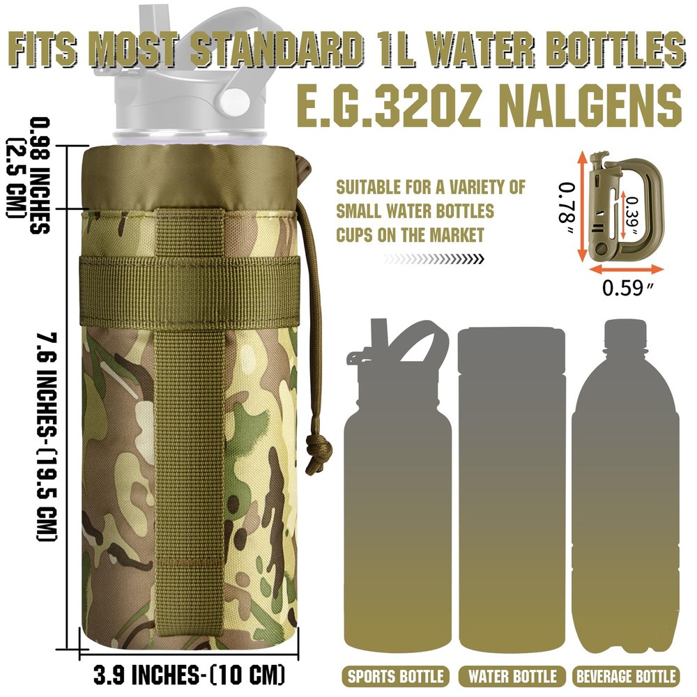 IronSeals Tactical Water Bottle Pouch Foldable Molle One Size, Camo