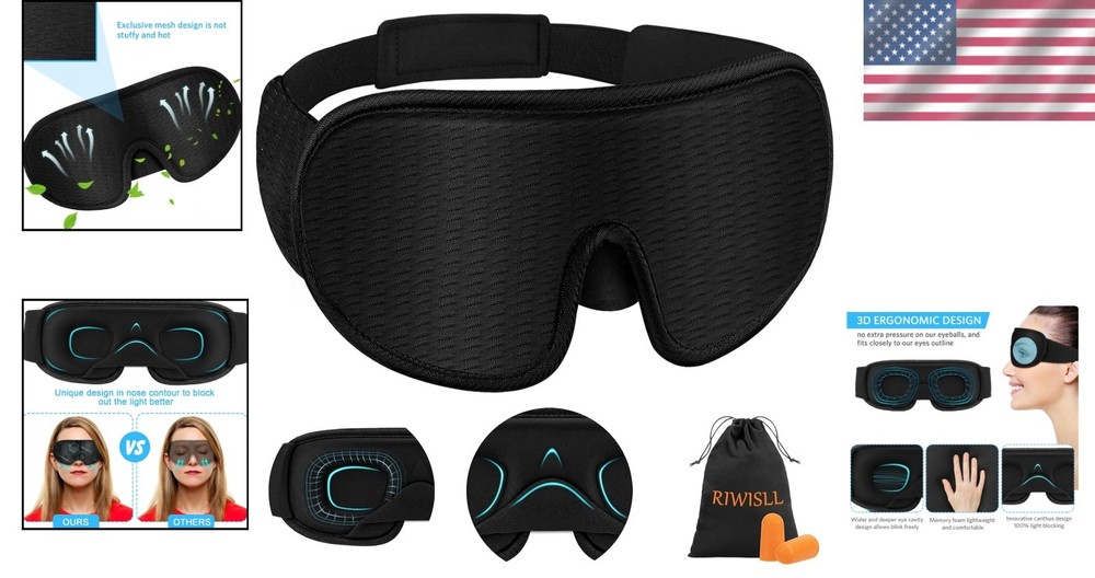 Luxury 3D Contoured Sleep Mask - 100% Light Blocking & Adjustable Comfort