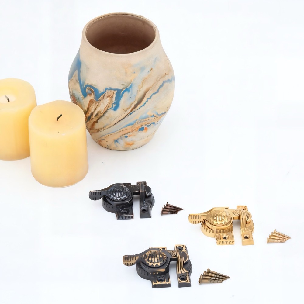 Victorian Style Sundial Motif Window Sash Lock Solid Brass