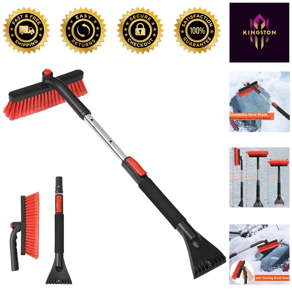 Lightweight Extendable Snow Scraper with Ergonomic Grip - 35"
