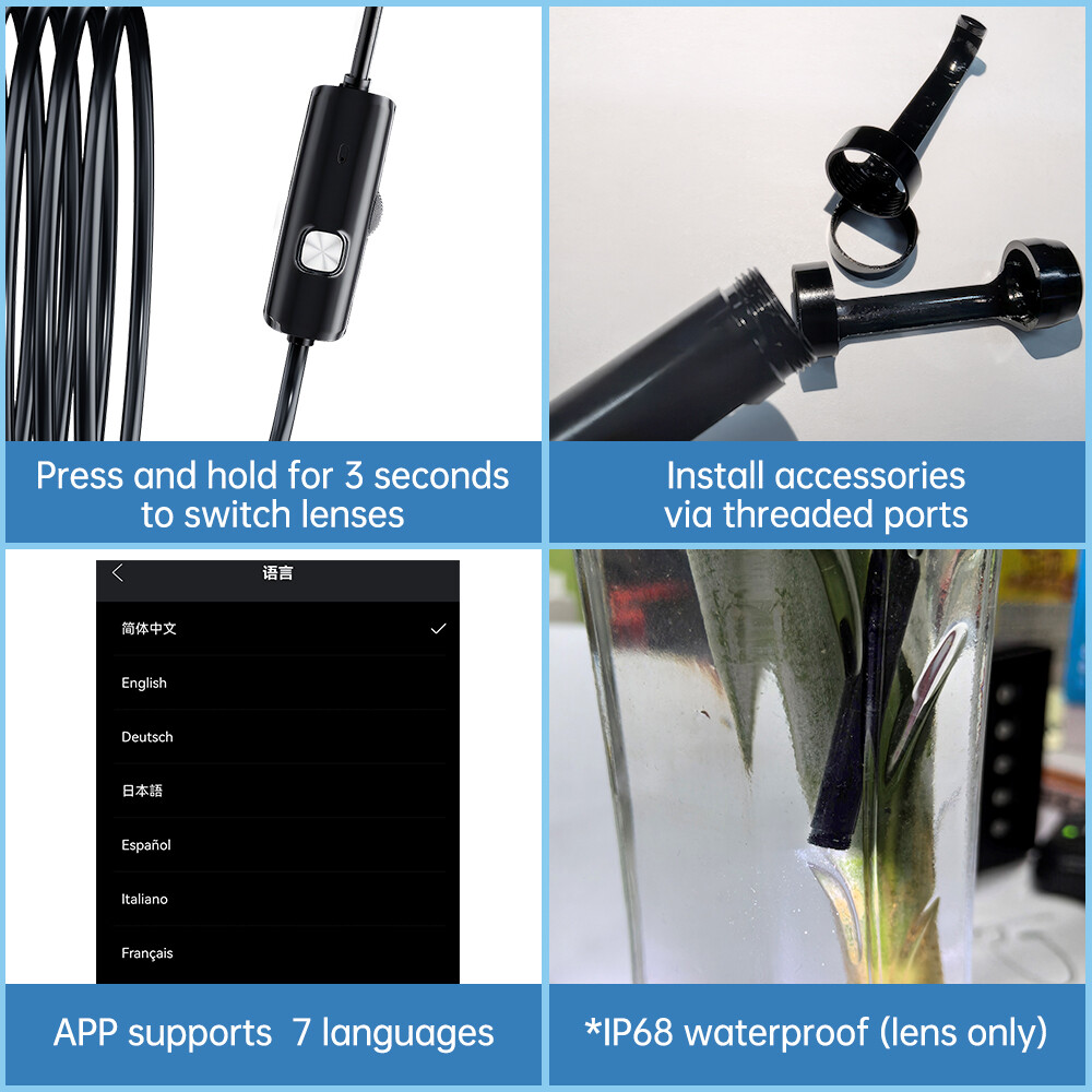Waterproof USB Endoscope Borescope Snake Inspection Phone Camera Samsung Android