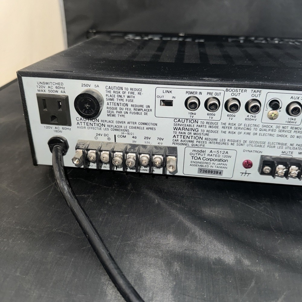 TOA 500 SERIES, A-512A AUDIO AMPLIFIER/MIXER
