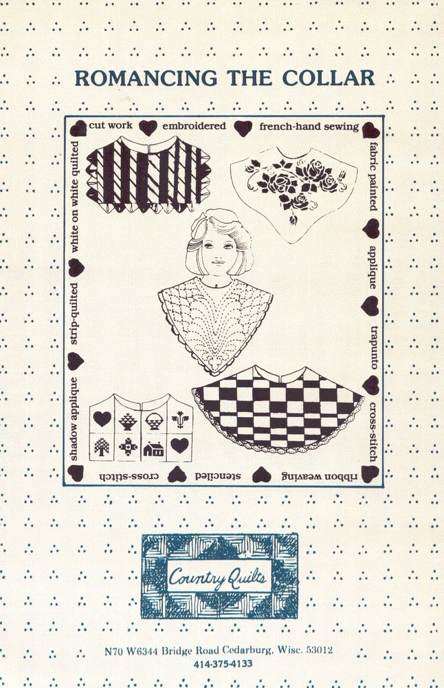 Romancing the Collar Sewing Pattern Needlework Cross Stitch Applique