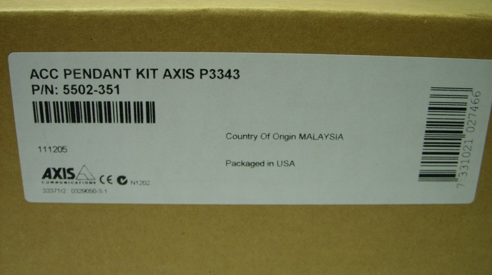 AXIS COMMUNICATIONS - SURVEILLANCE CAMERA PENDANT MOUNT ACCESSORY KIT 5502-351