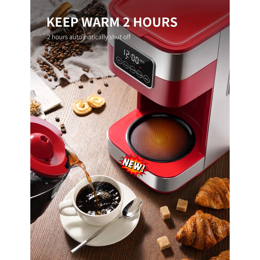 Cafetera programable de 10 tazas, cafetera de goteo para café regular y fuerte,