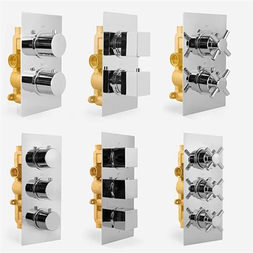 1 / 2 / 3 Way Chrome Concealed Thermostatic Shower Mixer Valve Solid Brass