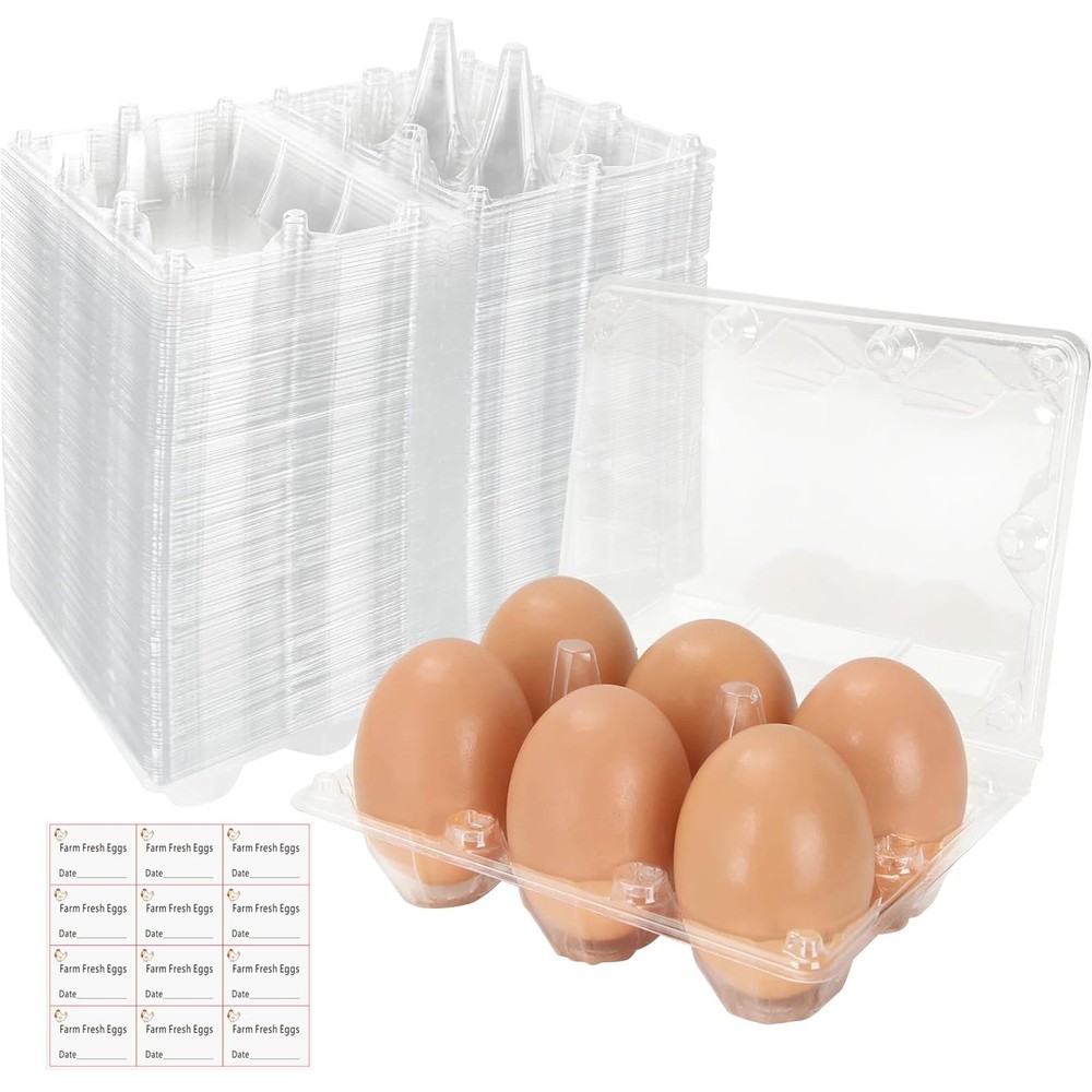 Plastic Clear Egg Carton for 6 Eggs,12Pack Holds 6 eggs-12Pack,