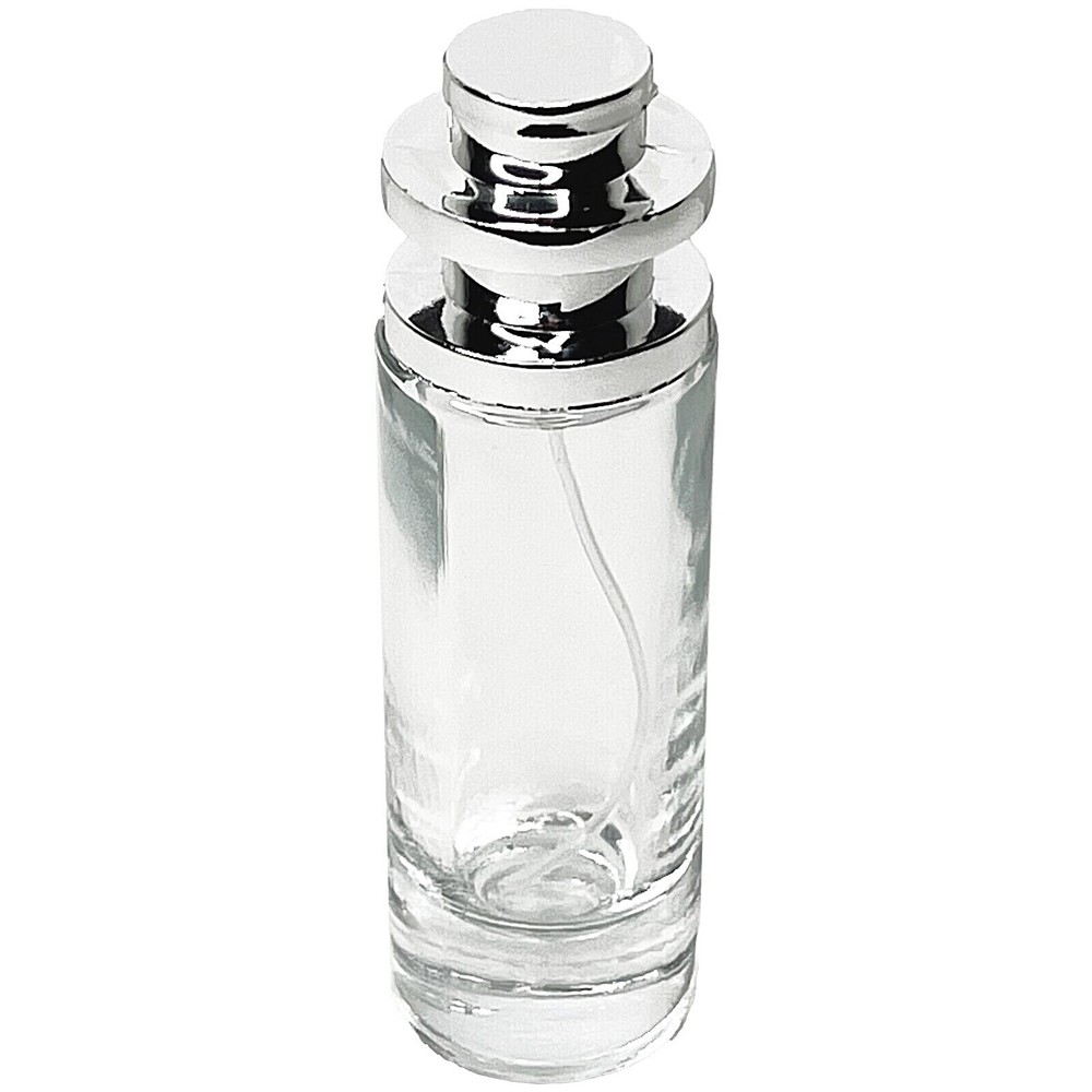 30ml 1oz Empty Perfume Cylinder Glass Spray Bottles Silver Tower Cap