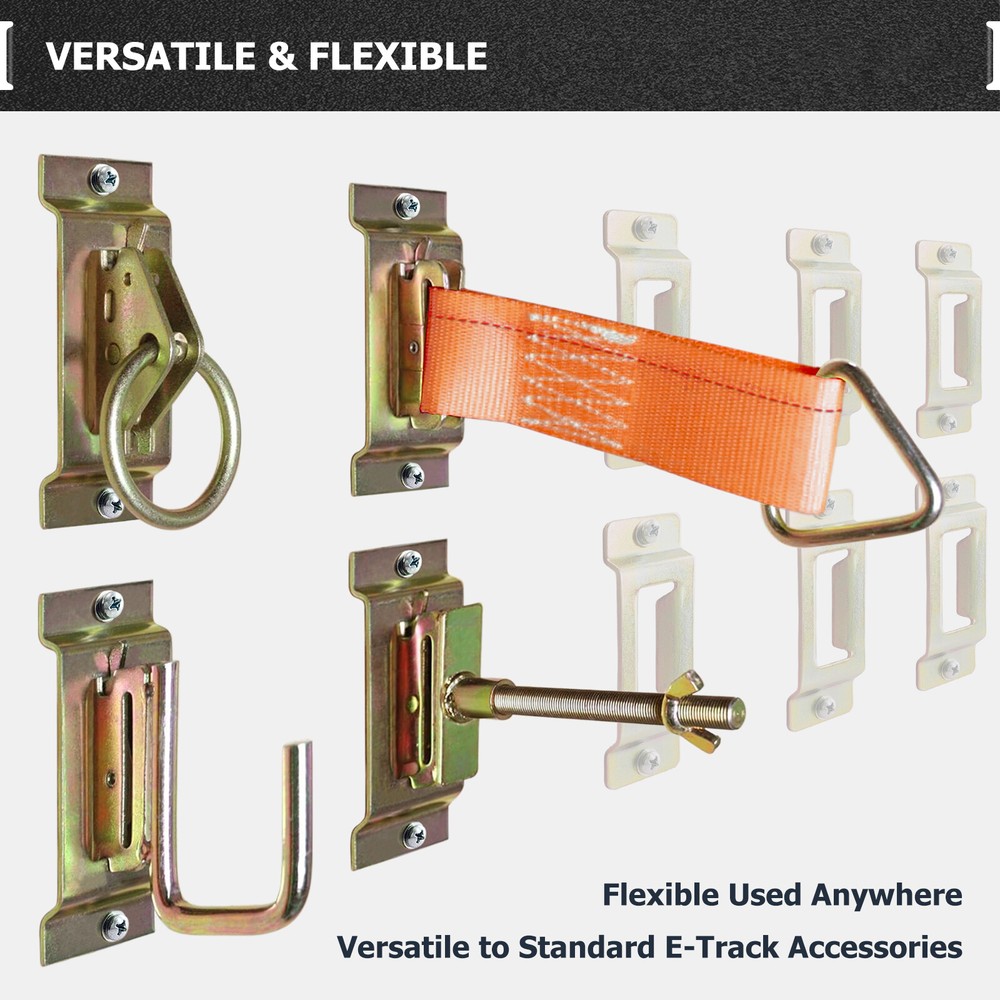 10 Pack E-Track Single Slot Portable Tie Down Anchors E Track Rail with Screws