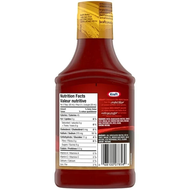 Kraft BBQ Sauce, Chicken & Rib, 455mL