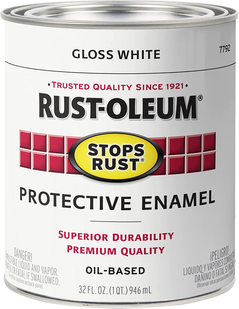 Rust-Oleum 7792502 Stops Rust Brush on Paint, Quart, Gloss White, 1 Quarts (Pack