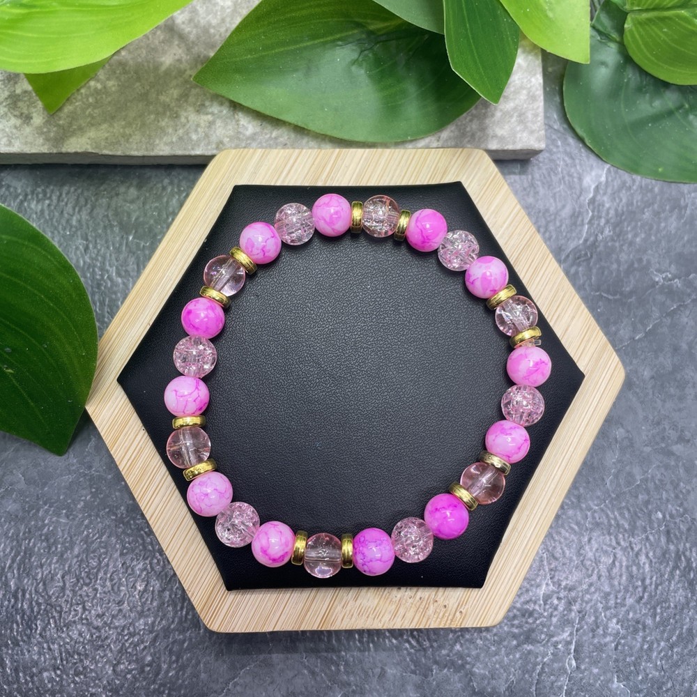 Handmade Bead Beaded Stackable 7.5” Plus Stretch Bracelet New Free Ship C1507
