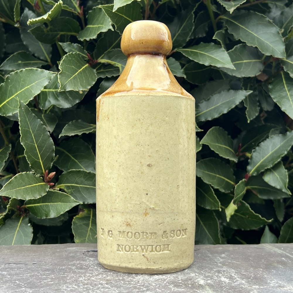 F G Moore & Son Norwich Old Ginger Beer Bottle Rustic Kitchen Décor Stoneware