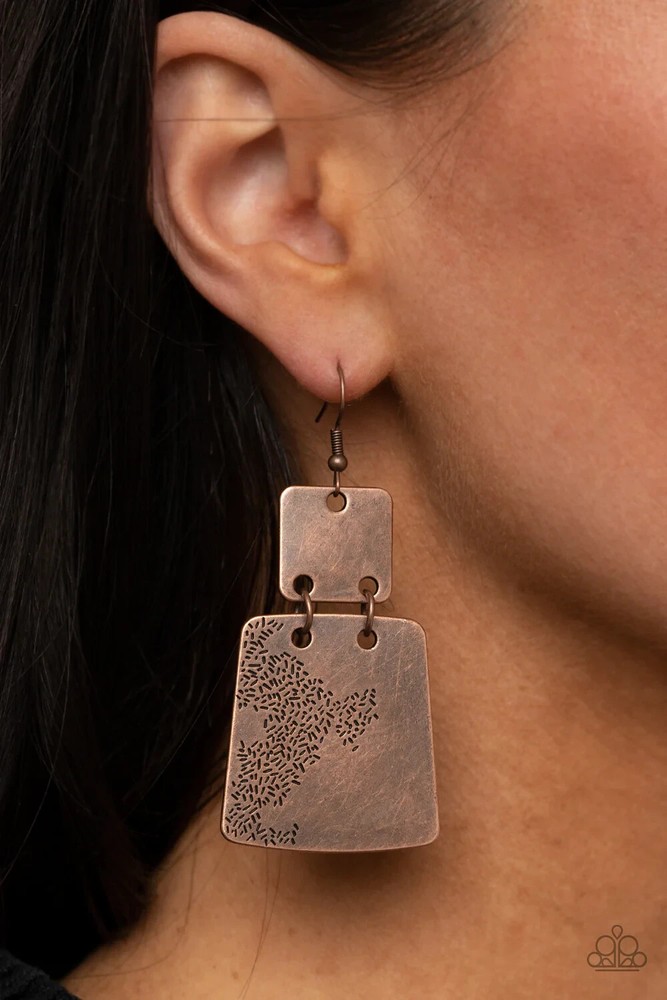 Paparazzi TAGGING ALONG copper earrings