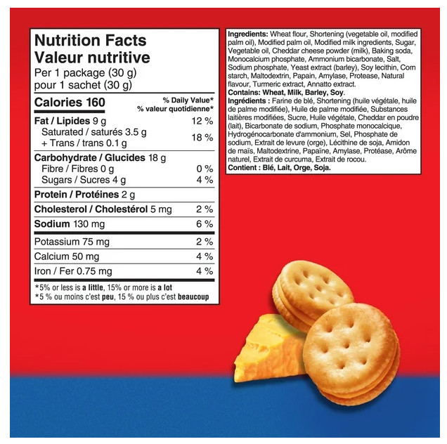Ritz Bits Cheese Sandwich Cracker Snack Pack, 180g (2 Pack)
