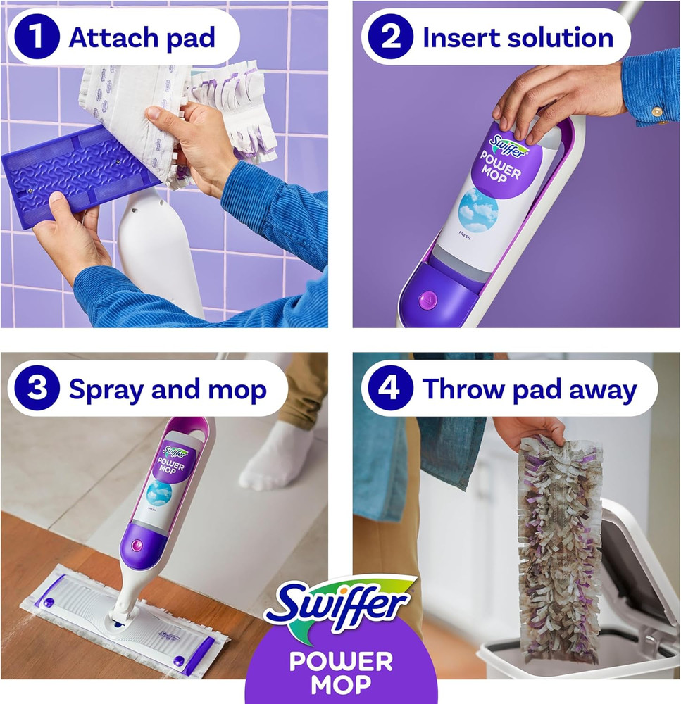 New Powermop Multi Surface Floor Cleaning Kit Pads Solution Batteries Fast Ship