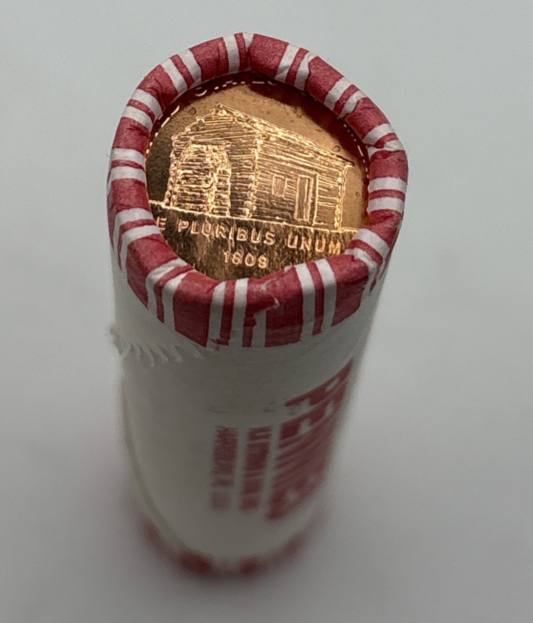 2009-D Lincoln Cent Log Cabin Bank Wrapped Roll NF String