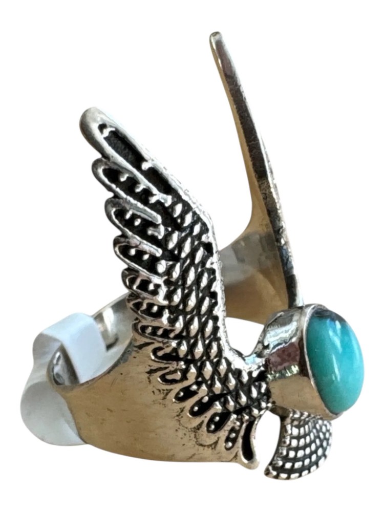 Kingman Turquoise EAGLE Solid 925 Sterling Silver Ring 9.5