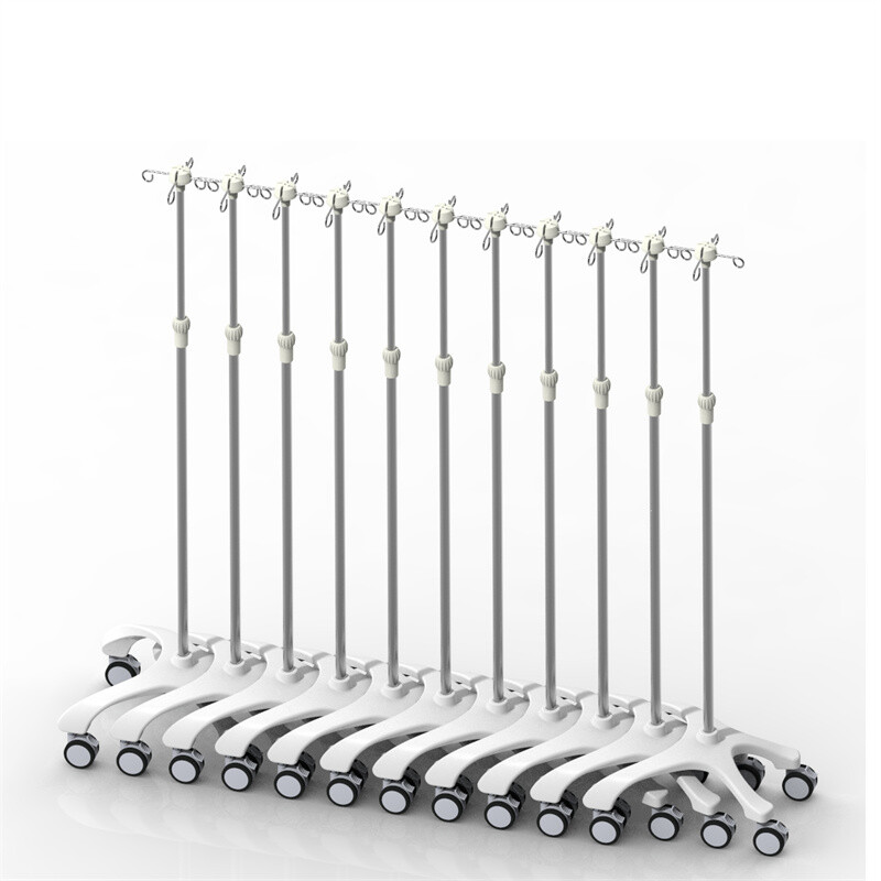 Full metal stackable base iv pole roll stand with optional monitor arm