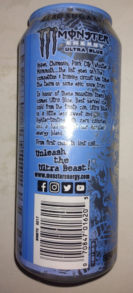 Monster Energy Ultra Blue top opened