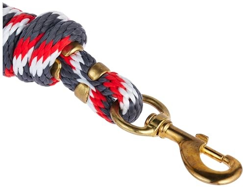 Poly Lead Rope w/ Solid Brass 225 Snap, Graphite/Red/White - 5/8" x 10'