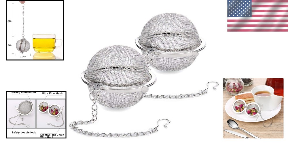 2Pcs Stainless Steel Tea Infuser - Fine Mesh Strainer for Loose Leaf Tea