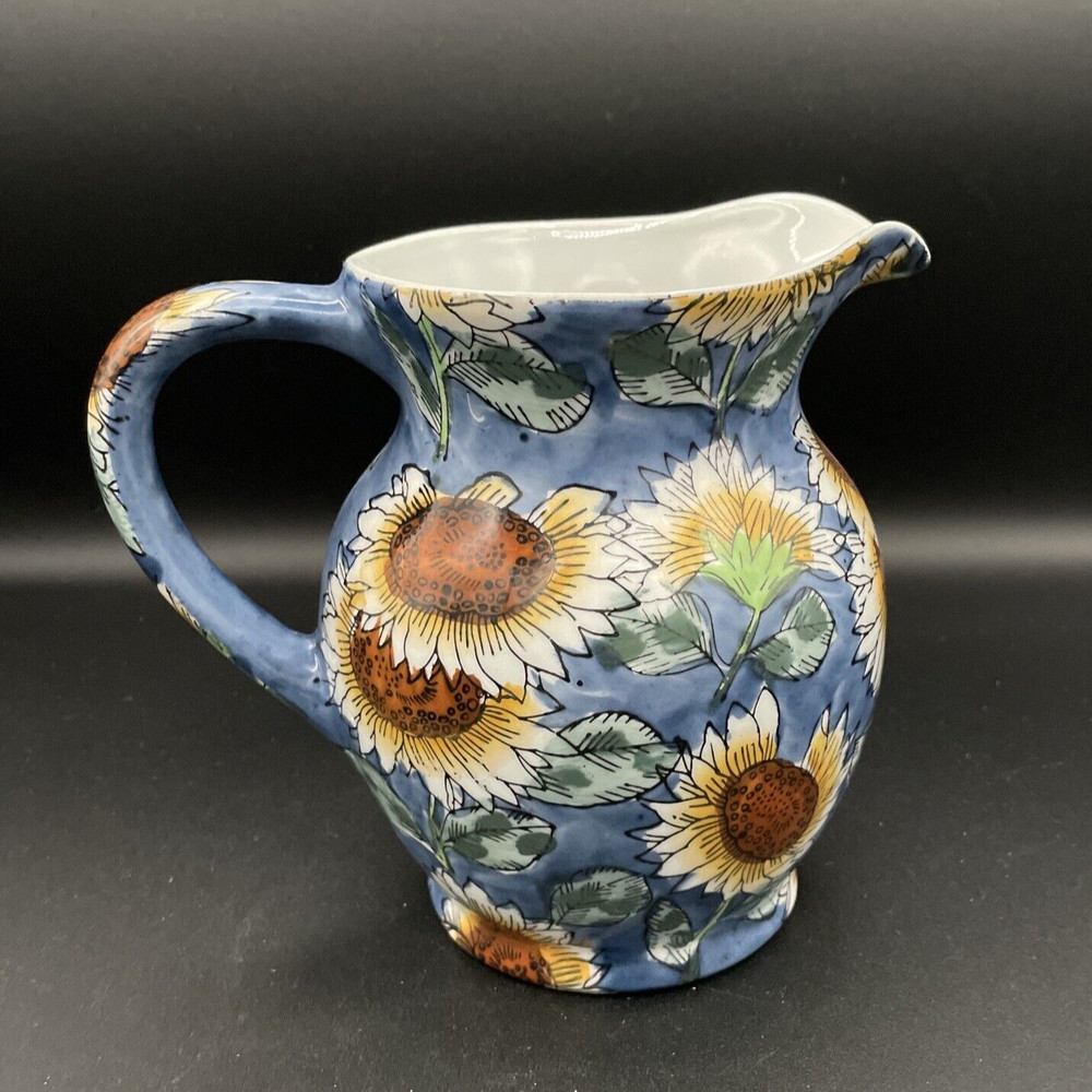Vintage Holland Sunflower Pitcher with Handle