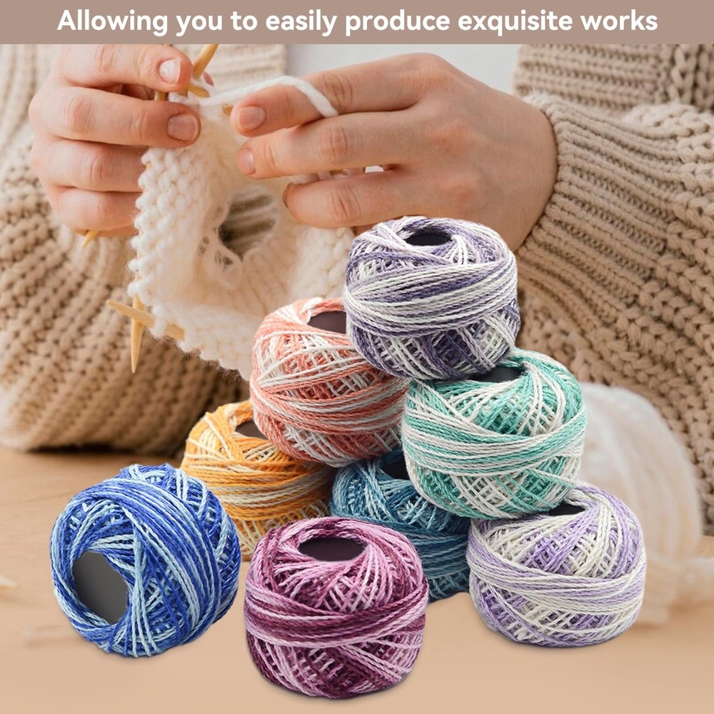 16 Rolls Crochet Thread, Rainbow Colors Cross Stitch Threads Various