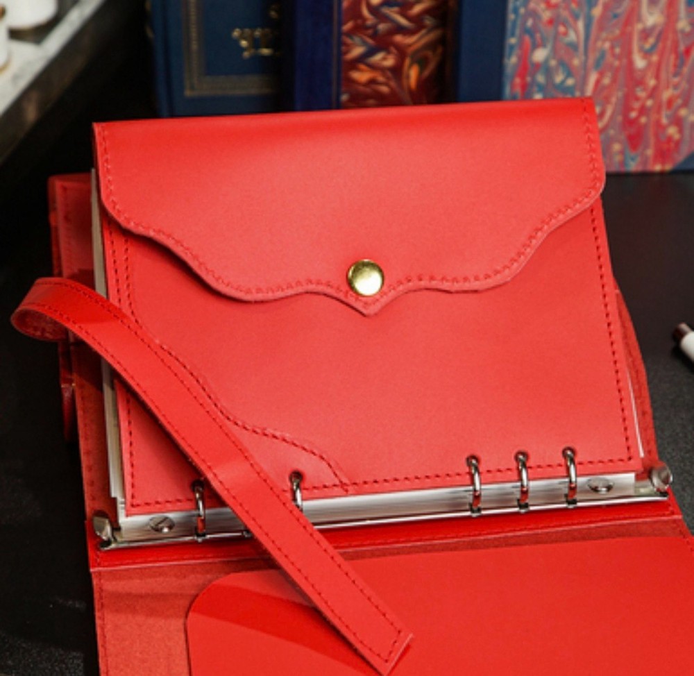 Leather notebook cover A5 light classic collection squared grid pages 2026.