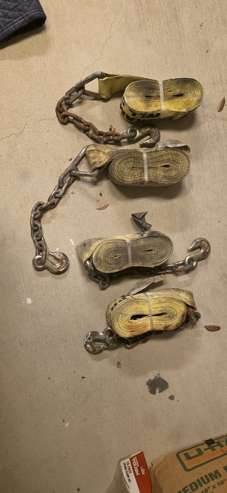 4"X30' Winch Strap with Chain Hook 4 Pack