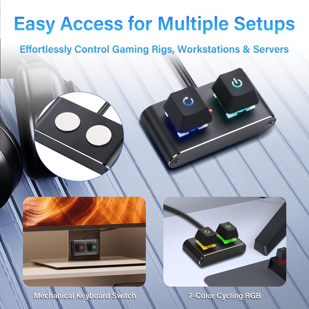 External PC ATX Switch RGB LED HDD Activity Light 2M Desktop Power Button