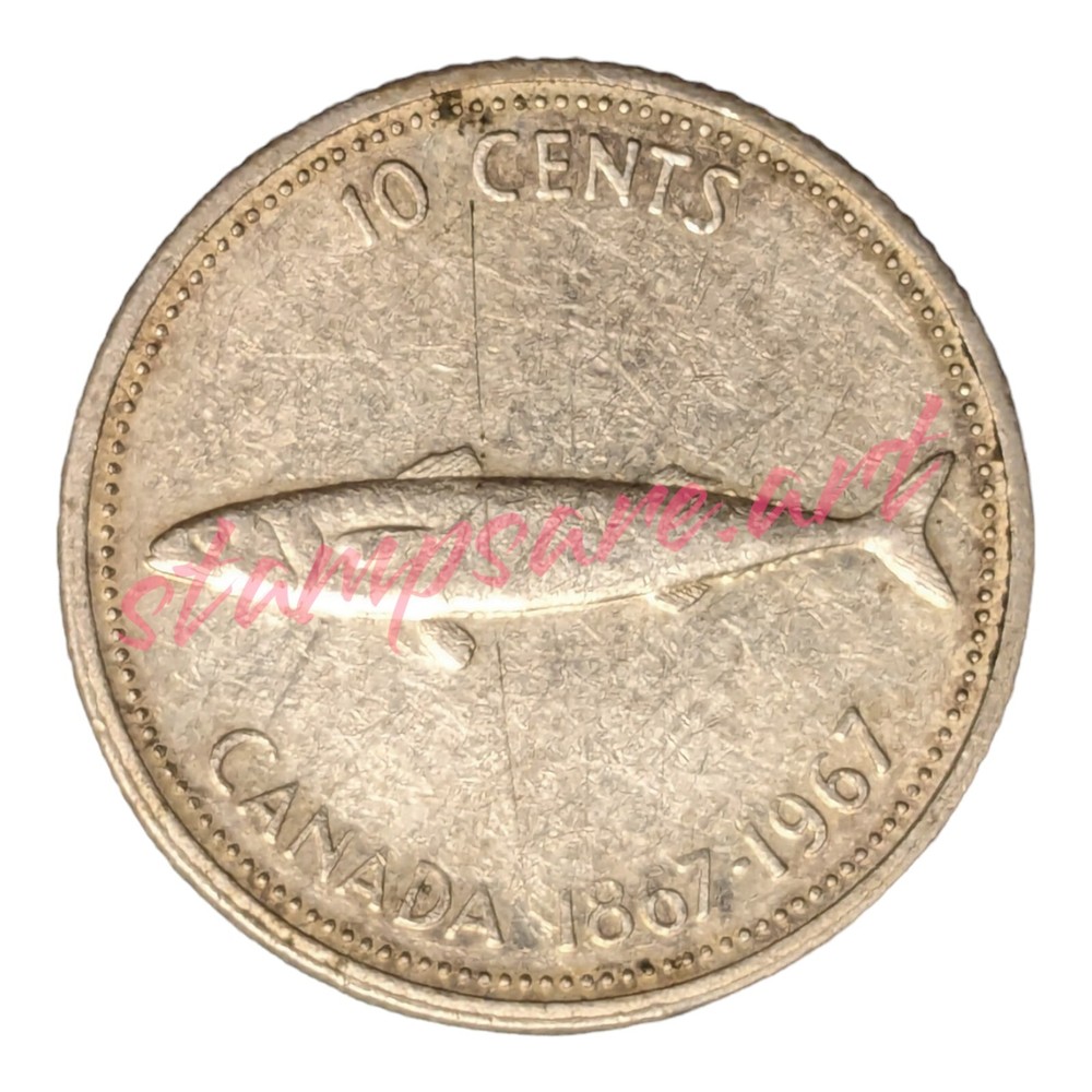 1967 Canada 10 Cents Silver (.800) Coin
