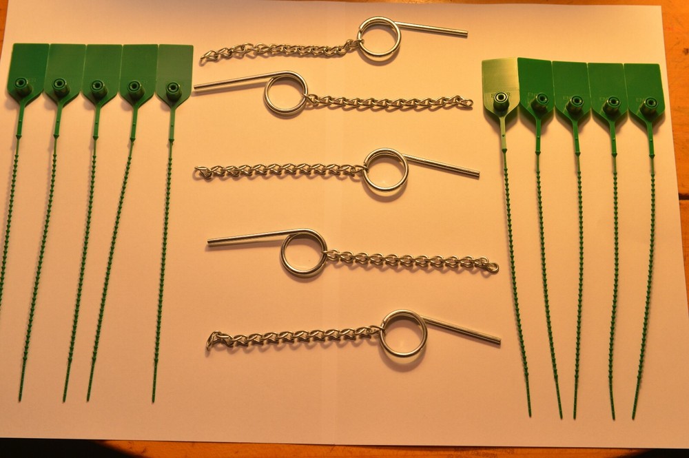 🎯 NEW 5 FIRE EXTINGUISHER PULL PINS W/ CHAIN & 10 GREEN TAMPER SEALS