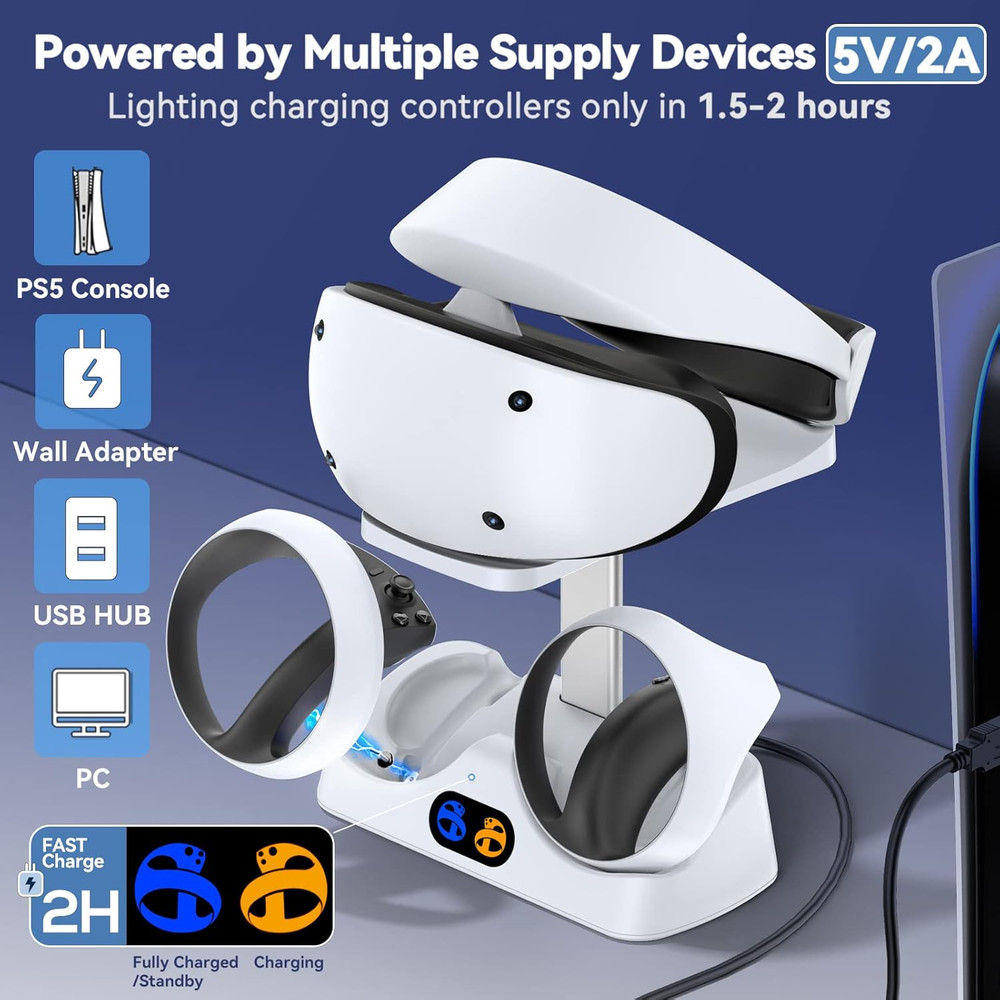 Controller Charging Dock for PS5 VR2 PSVR 2 Charging Station with VR Headset...