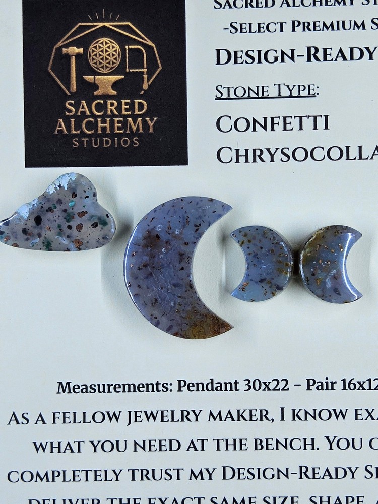 Crescent Moon - Confetti Chrysocolla - Sacred Alchemy Select - Design-Ready Set