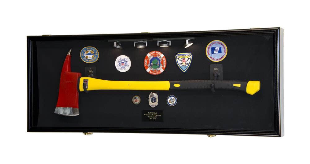 Firefighter Fireman Axe Display Case Cabinet Holder - 98% UV Lockable Fire Men