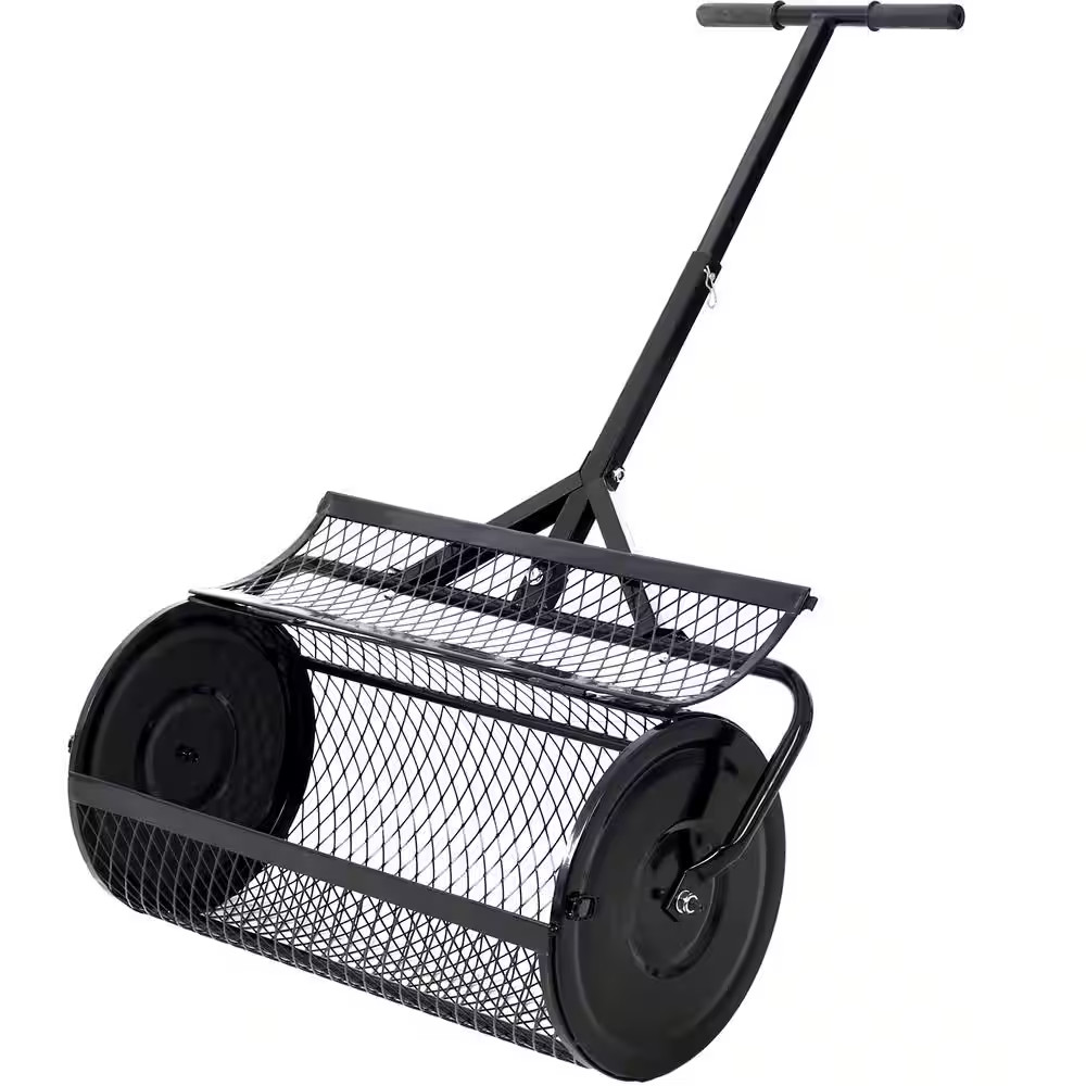 24 In. Metal Mesh Peat Moss Compost Spreader, T-Shaped Handle for Lanting Seedin
