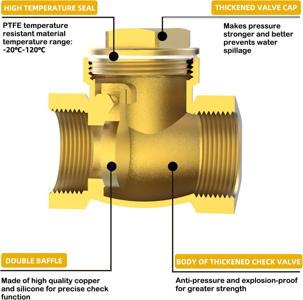 1/2" NPT Horizontal Check Valve, Brass Non Return Swing Check Valve To Prevent