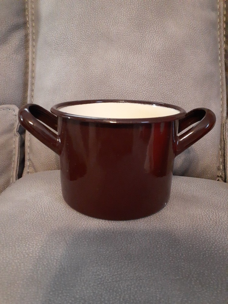 Vintage Bonyhad Brown enamel Pot enamelware